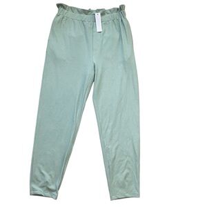 NWT Anthropologie Sophie Rue High Rise Paper Bag Waist Green Sweatpants Size L